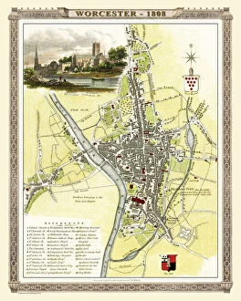 : Old Map of Worcester 1808 by Cole and Roper