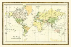 World Map Prints: Old Map of The World 1858