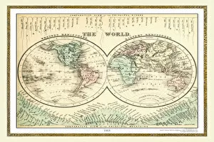 Old Map Of The World Collection: Old Map of The World 1864