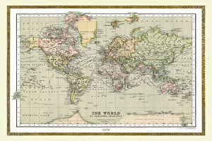 Maps of The World by Year PORTFOLIO Collection: Old Map of The World 1879