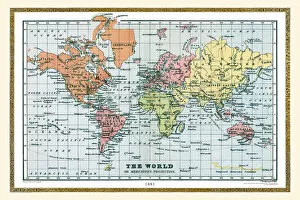 The World Collection: Old Map of The World 1881