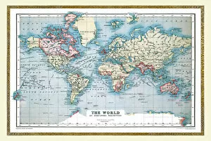 Map Of The World Collection: Old Map of the World 1893