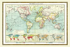 The World Gallery: Old Map of the World 1945