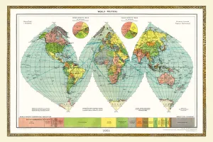 Maps of The World by Year PORTFOLIO Collection: Old Map of the World 1951