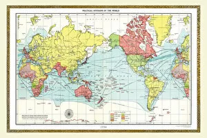 The World Gallery: Old Map of the World 1958