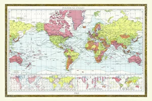The World Gallery: Old Map of the World 1963