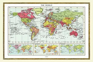 The World Gallery: Old Map of the World 1965