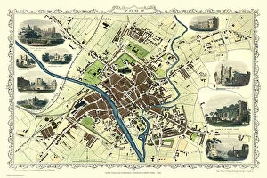 John Tallis Map Collection: Old Map of York 1851 by John Tallis