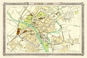 Images Dated 5th November 1898: Old Map of York 1898 from the Royal Atlas by Bartholomew