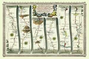 Strip Map Prints: Old Road Strip Map (PLATE 2) The Continuation of the Road from London to Aberystwyth
