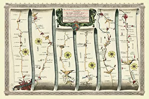 John Ogilby Collection: Old Road Strip Map (PLATE 4) The Road from London to Arundel