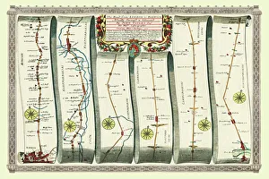 Images Dated 2nd November 2020: Old Road Strip Map (PLATE 5) The Road from London to Barwick