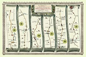 Ogilby Gallery: Old Road Strip Map (PLATE 7) The Continuation of the Road from London to Barwick