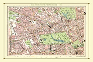 English & Welsh PORTFOLIO Collection: Old Street Map of Kensington and Notting Hill 1908