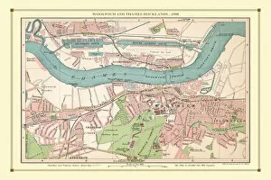 Old London Street Map Gallery: Old Street Map of Woolwich and Thames Docklands 1908