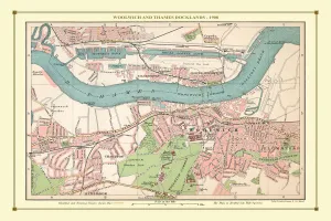 London Street Plan Gallery: Old Street Map of Woolwich and Thames Docklands 1908