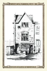 Old Birmingham View Collection: Phipsons Metal Warehouse on New Street, Birmingham 1830
