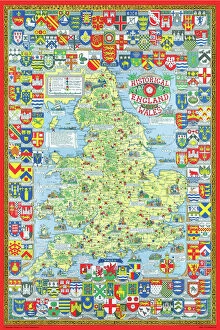 England with Wales PORTFOLIO Collection: Pictorial History Map of England and Wales 1963