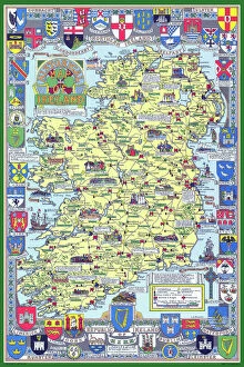 Ireland and Provinces PORTFOLIO Gallery: Pictorial History Map of Ireland 1963