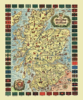 Scotland and Counties PORTFOLIO Gallery: Pictorial Story Map of Scotland