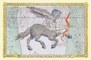 Images Dated 5th August 2022: Signs of the Zodiac in Early Color by John Bevis ÔÇô Sagittarius ÔÇô November 23 ÔÇô December 21