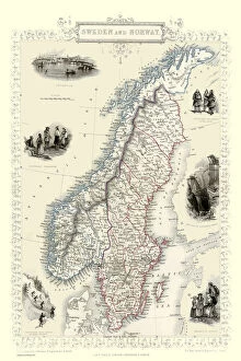 Tallis Map Gallery: Sweden & Norway 1851