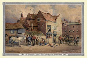 19th & 18th Century UK City Views PORTFOLIO Gallery: 'The Old Recruiting House', The Rising Sun Inn, Birmingham 1850