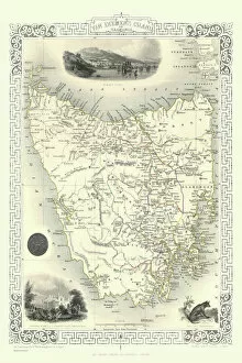 Tallis Map Collection: Van Diemens Island, or Tasmania 1851