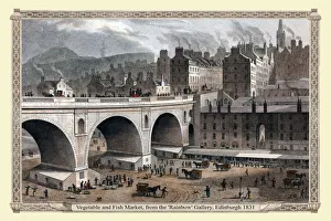 Images Dated 3rd February 2021: Vegetable and Fish Market, from the Rainbow Gallery. Edinburgh 1831