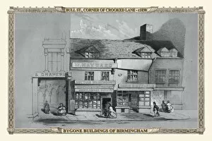 Old Views Of Birmingham Collection: View on Bull Street Birmingham, corner of Crooked Lane 1830