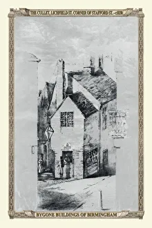 View down to the Cullet, Lichfield Street, corner of Stafford Street 1830of the Presbyterian Meeting House, Birmingham 1869