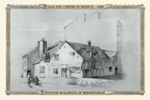 Bygone Buildings Of Birmingham Collection: View of Dale End Birmingham, corner of Moor Street c1830