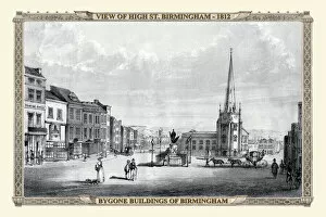 Old Birmingham View Gallery: View on High Street Birmingham and St Martins Church 1812