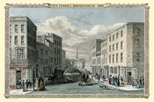 Old Birmingham View Collection: View down New Street in Birmingham 1829
