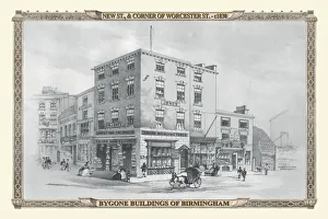 Old Birmingham View Collection: View of New Street, corner of Worcester Street, Birmingham c1830