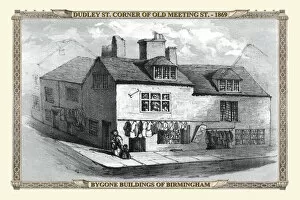 Views Of Birmingham Gallery: View of Old Buildings on the corner of Dudley Street and Old Meeting Street 1869