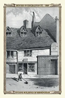 Old Birmingham View Collection: View of Old Houses in Edgbaston Street, Birmingham 1869
