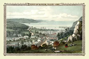 Images Dated 3rd November 2020: View of the Town of Bangor, Wales 1852