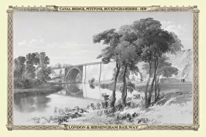 Birmingham To London Railway Collection: Views on the London to Birmingham Railway - Canal Bridge at Pitstone 1839