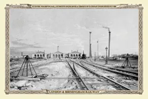 Railway View Prints: Views on the London to Birmingham Railway - Locomotive Engine Houses and Chimneys 1838