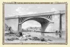 Railway View Prints: Views on the London to Birmingham Railway - Nash Mill Bridge near Kings Langley 1839