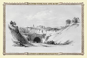 Birmingham To London Railway Collection: Views on the London to Birmingham Railway - Watford Tunnel Face 1837