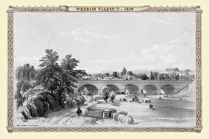 London To Birmingham Railway Collection: Views on the London to Birmingham Railway - Weedon Viaduct 1839