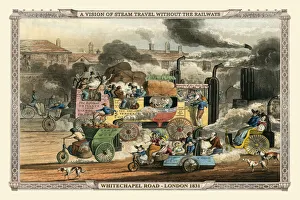 A Vision of Steam Travel Without The Railways - White Chapel 1830 ( Alkens Illustrations of Modern Prophect)
